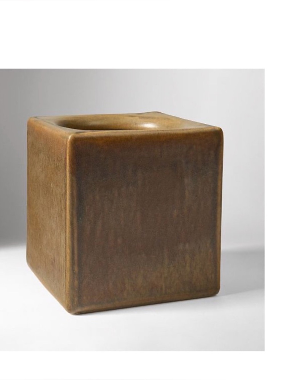 West Elm Renato Ceramic Cube Vase in Brown